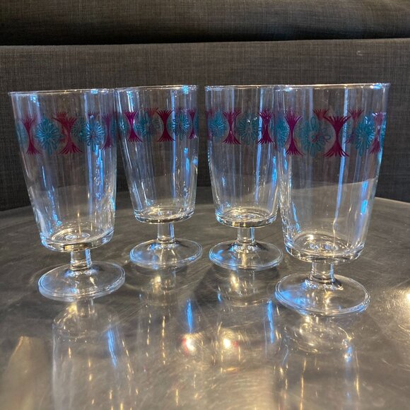 Set/4 Vintage Japanese Footed Juice Glasses by Aderia, Mid-Century Modern, Retro - Picture 7 of 7